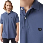Koszulki męskie - Wrangler SS POLO TEE Vintage Indigo BAWEŁNIANA POLÓWKA POLO LOGO REGULAR M - miniaturka - grafika 1
