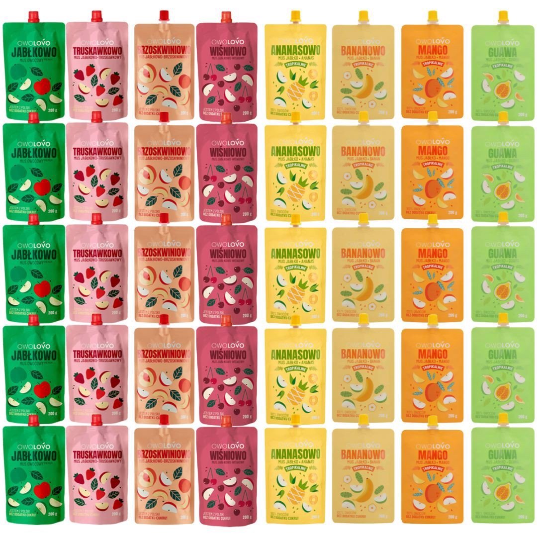 Owolovo Mix 8 smaków Musów owocowych 200 g x 40 sztuk