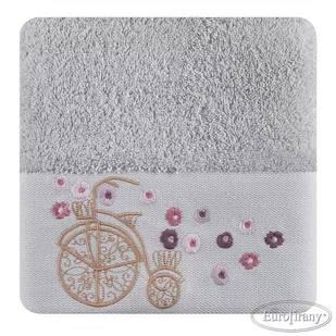 Ręcznik Joy 50x90 02 srebrny z haftem rowerek 500 gsm Eurofirany - Ręczniki - miniaturka - grafika 1