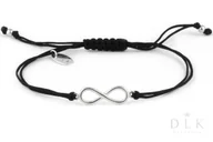 Bransoletki - Bransoletka "Czarny Sznurek Ze Srebrną Nieskończonością" - miniaturka - grafika 1
