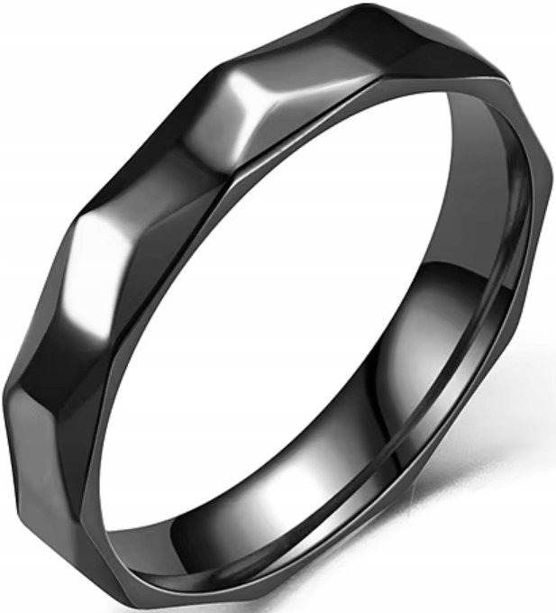Minimalistyczna Czarna Obrączka Nowoczesny Design Pierścionek Elegancki