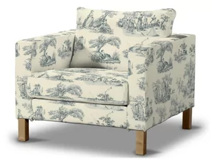 Dekoria pl Pokrowiec na fotel Karlstad krótki tło ecru niebieskie postacie 89 x 89 x 64 cm Avinon - Pokrowce na meble Dekoria pl Pokrowiec na fotel Karlstad krótki tło ecru niebieskie postacie 89 x 89 x 64 cm Avinon - Pokrowce na meble - miniaturka - grafika 1