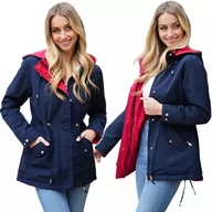 Płaszcze damskie - DWUSTRONNY TALIOWANY WIOSENNY PŁASZCZ PARKA Kaptur 3 KOLORY Przejściowy - miniaturka - grafika 1