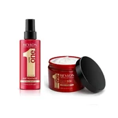 Zestawy kosmetyków damskich - Revlon Uniq One zestaw regenerujący | Maska 300ml Kuracja 150ml - miniaturka - grafika 1
