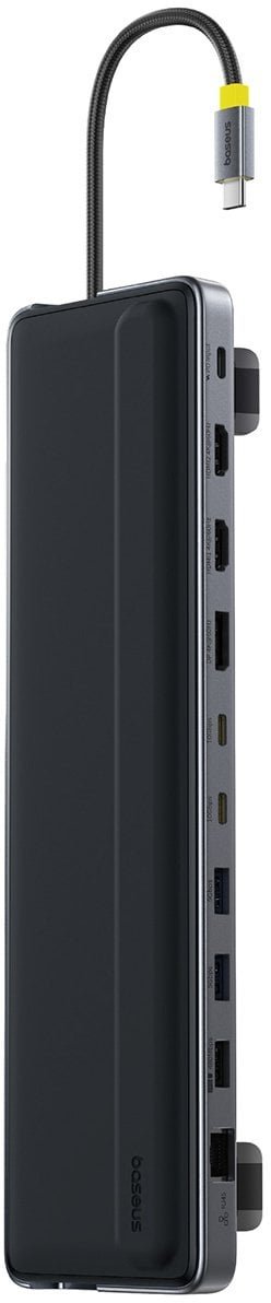 Stacja/replikator Baseus HUB Stacja dokująca 12w1 USB-C HDMI DisplayPort USB-A SD/microSD RJ45 PD - szara HUB Stacja dokująca 12w1 USB-C HDMI DisplayPort USB-A SD/microSD RJ45 PD - szara