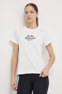 Koszulki sportowe damskie - Helly Hansen t-shirt bawełniany damski kolor biały - grafika 1