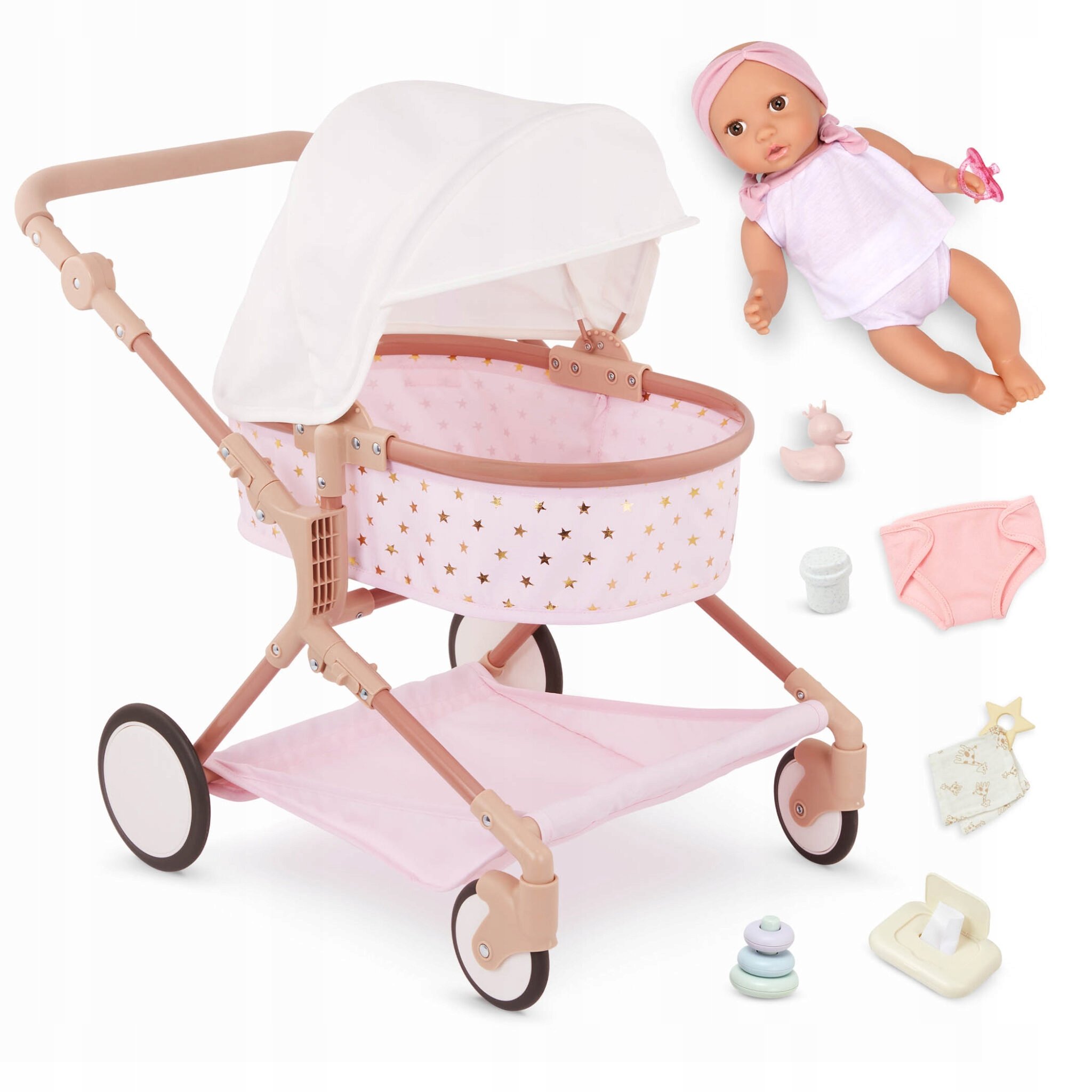 LullaBaby: Lalka Niemowlak z Wózkiem i akcesoriami – Zestaw Prezentowy 7697