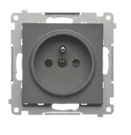 Gniazdka elektryczne - Kontakt Simon Gniazdo pojedyncze z uziemieniem Simon 55 - grafitowy mat - miniaturka - grafika 1