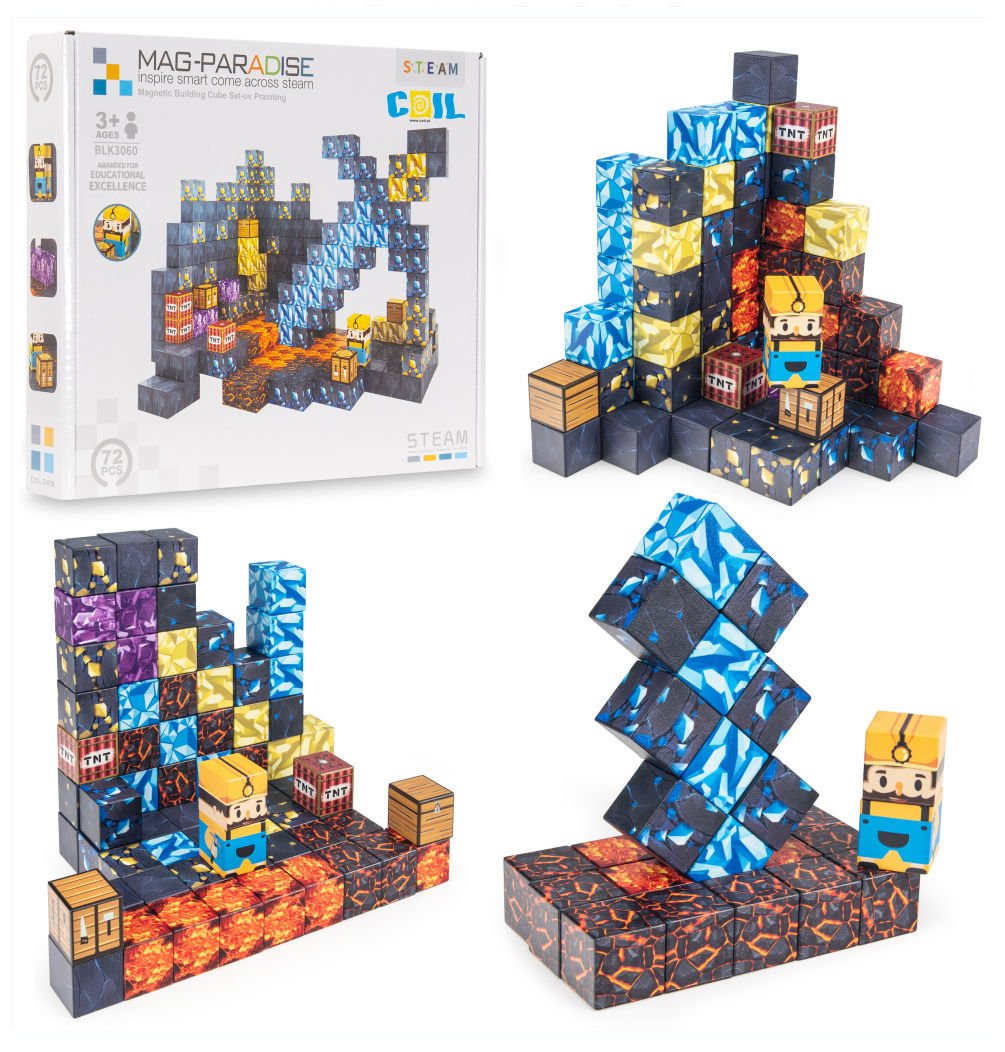 COIL Klocki magnetyczne zestaw 72 el.elementy game pixel