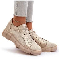 Półbuty damskie - Damskie Skórzane Półbuty Maciejka 05850-22 Jasnobeżowe beżowy - miniaturka - grafika 1