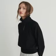 Swetry damskie - Reserved - Sweter z rozpinanym golfem - Czarny - miniaturka - grafika 1