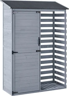 BELIANI Ogrodowy domek narzędziowy szary drewno jodłowe asfaltowy dach z półkami i drzwiami zamykanymi na zasuwkę - Altany ogrodowe BELIANI Ogrodowy domek narzędziowy szary drewno jodłowe asfaltowy dach z półkami i drzwiami zamykanymi na zasuwkę - Altany ogrodowe - miniaturka - grafika 1