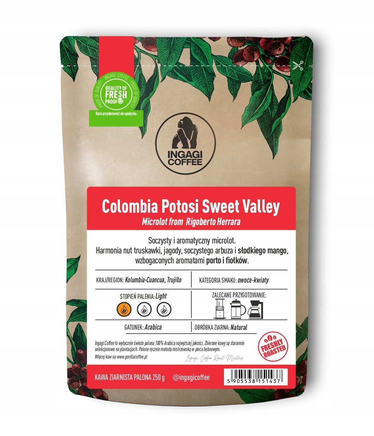 Kawa Kolumbia Potosi Sweet Valley 250 g ziarnista