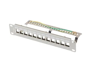 Lanberg Patch panel pusty 12 port 1U 10'' FTP z organizerem do modułów keystone szary PPKS-9212-S - Panele krosownicze - miniaturka - grafika 1