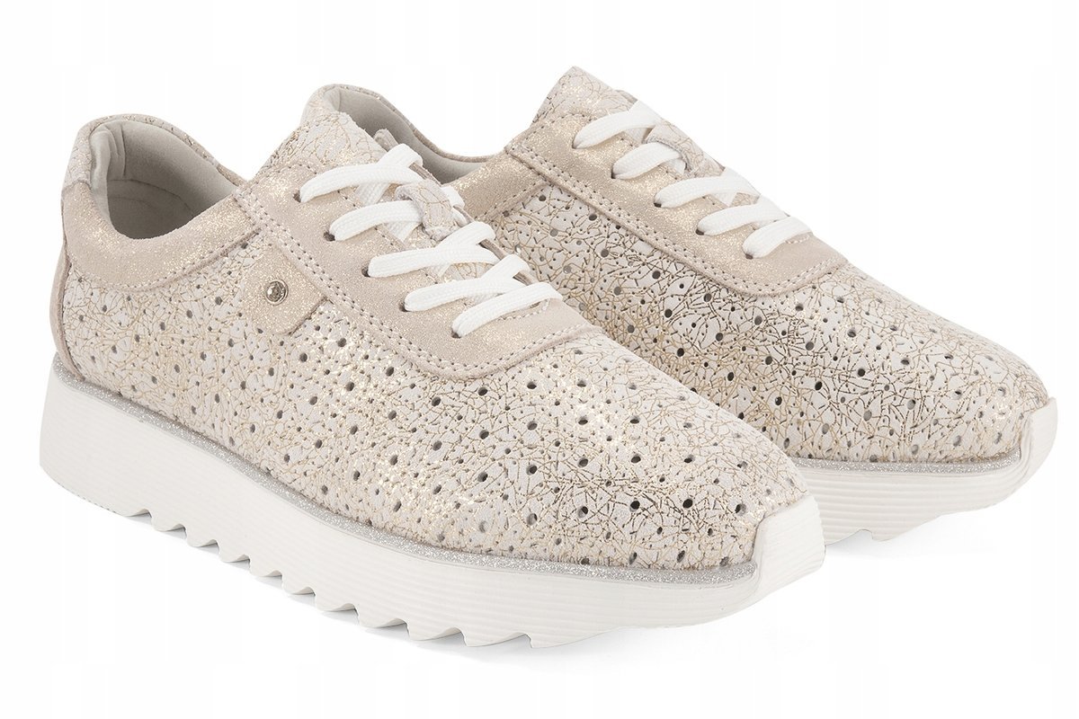 Złote ażurowe sneakersy półbuty damskie skórzane D&A S.BARSKI LR51-927 r.36