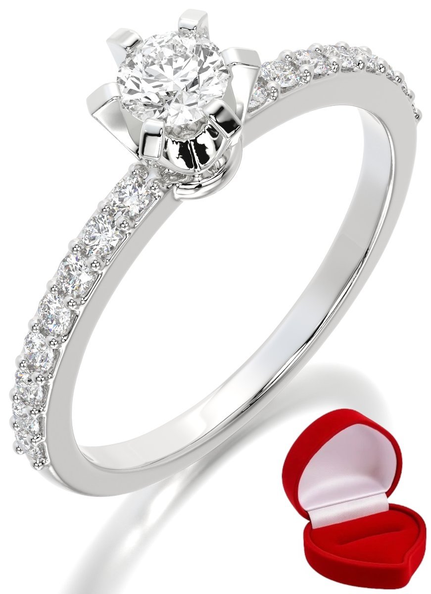 ZŁOTY PIERŚCIONEK ZARĘCZYNOWY 585 14k BRYLANT LAB 0,19 ct BIAŁE ZŁOTO R10