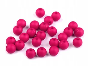 Kule Plastikowe Matowe Ciemny Róż 8Mm 20Szt - Półfabrykaty do biżuterii - miniaturka - grafika 1
