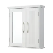 Szafki łazienkowe - Teamson Home Drewniana Łazienkowa Lustrzana Ścienna Szafka na Leki z Lustrem i Regulowanymi Półkami Biała EHF-F0008 - miniaturka - grafika 1