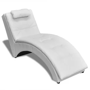 vidaXL Biaa leanka ze sztucznej skry, fotel Longue z poduszk - Fotele - miniaturka - grafika 1