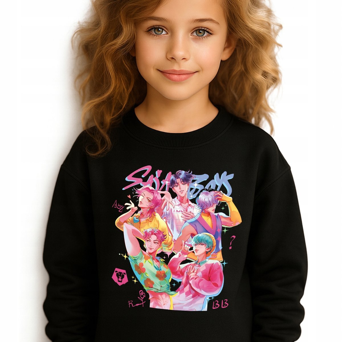 Bluza Dziecięca Czarna SAJA BAND Do Przedszkola K-pop Muzyka Wz Rozm 128 cm
