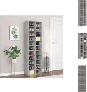 vidaXL Szafka na buty betonowa szara 54x34x183 cm materiał drewnopochodny - Stojaki i szafki na buty - Szafki na buty - miniaturka - grafika 1