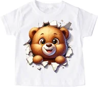 Koszulki dla dziewczynek - Koszulka dla dziecka z misiem wychodzącym z koszulki - wzór misiek700 - miniaturka - grafika 1