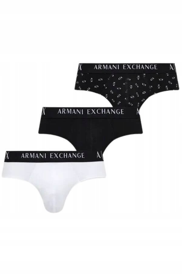 Slipy męskie Armani Exchange 3 PACK 957026 CC282 biały i czarny - S