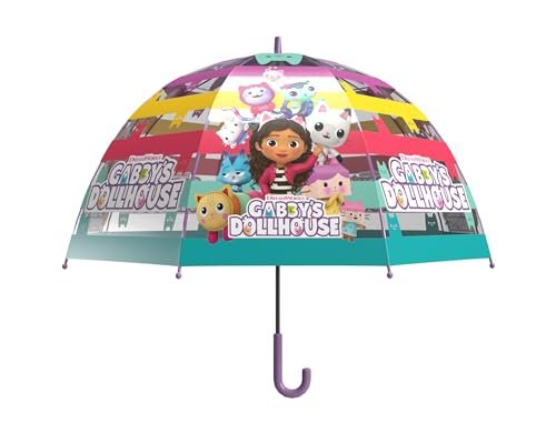 CyP Brands Gabby parasol dziecięcy, bańka, przezroczysty, parasol ręczny, 48 cm, wielokolorowy, oficjalny produkt, Przezroczysty