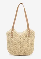 Torebki damskie - Beżowa Pleciona Torebka na Ramię Liralice - miniaturka - grafika 1