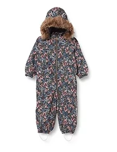 Bestseller A/S Dziewczęcy kombinezon zimowy NMFSNOW10 Suit Melody Flower FO, Dark Sapphire, 104, Dark Sapphire, 104 cm - Kombinezony dla dzieci - miniaturka - grafika 1