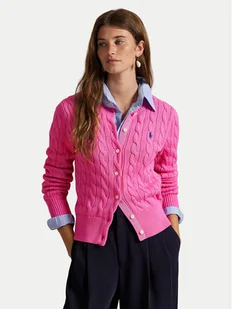 Polo Ralph Lauren Kardigan 211971868012 Różowy Slim Fit - Swetry damskie - miniaturka - grafika 1