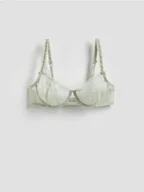 Biustonosze - Reserved - Siateczkowy biustonosz z haftem - jasnozielony - miniaturka - grafika 1