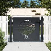 Bramy garażowe - vidaXL Furtka ogrodowa, antracytowa, 105x105 cm, stal, motyw drzewa - miniaturka - grafika 1