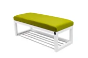 Ławki do przedpokoju - Ławka na buty LPG-4 145 cm EMRAWOOD drewno lite, kolor biały, siedzisko gładkie - kolor pistacja - miniaturka - grafika 1