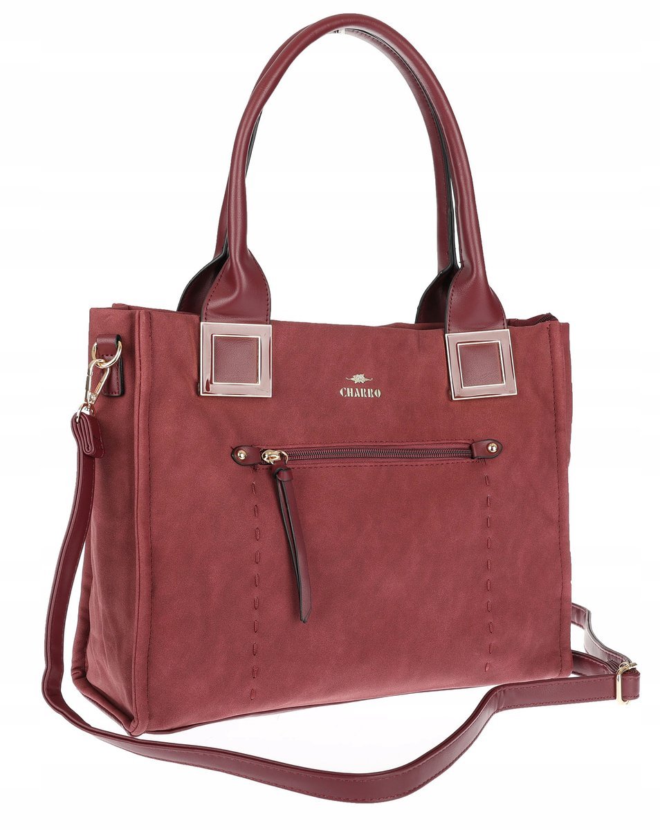 Torebka Damska Listonoszka Shopper Duża A4 włoska marka CHARRO 3313 Bordowa