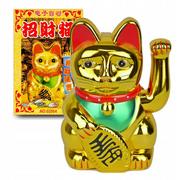 Figurki dekoracyjne - Japoński Kot Maneki-Neko Chiński Szczęścia Złoty - miniaturka - grafika 1