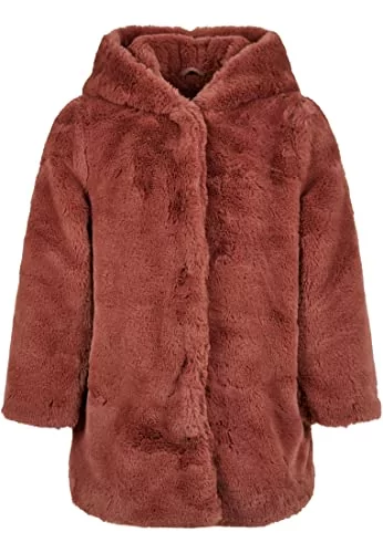 Urban Classics Dziewczęcy płaszcz Girls Hooded Teddy Coat, przytulna kurtka  zimowa z kapturem, dostępny w 2 kolorach, rozmiary 110/116-158/164,  ciemnoróża, 146/152 cm - Ceny i opinie na Skapiec.pl