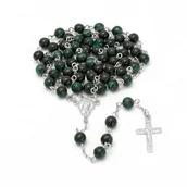 Różańce - Ręcznie robiony różaniec, naturalny szmaragd 6mm, zielony, srebrny, srebro 925 - miniaturka - grafika 1