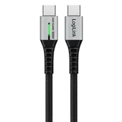 Kable USB - LogiLink USB-C 480 Mb/s, 100W 1.0m w oplocie czarny - miniaturka - grafika 1