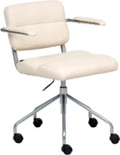 Fotele i krzesła biurowe - Beliani Krzesło obrotowe Obrotowy CANDOR Ekoskóra Złamana biel - miniaturka - grafika 1
