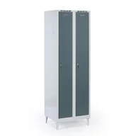 Szafki biurowe - Metalowa szafka ubraniowa na nogach, 2-drzwiowa, 1920 x 600 x 500 mm, zamek cylindryczny, drzwi ciemnoszare - miniaturka - grafika 1