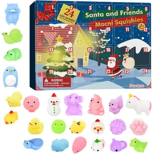 Kalendarz Adwentowy Dla Dzieci Zabawki Antystresowe Gniotek Squishy 24 Szt - Ozdoby bożonarodzeniowe - miniaturka - grafika 1