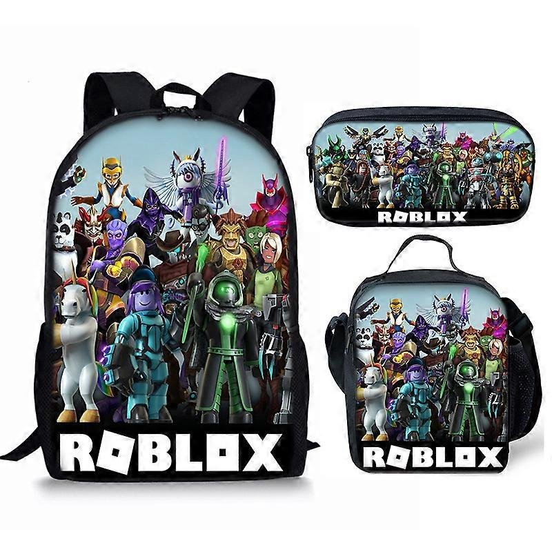 Nowy tornister studencki Roblox Plecak z nadrukiem cyfrowym Roblox trzyczęściowy zestaw torba na lunch torba na ołówek 44 -NMAOV