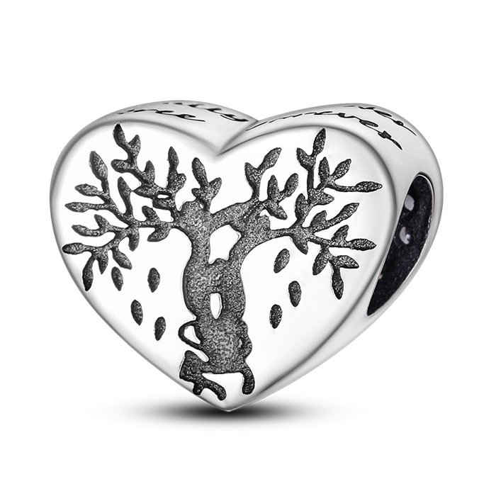 Zawieszka SREBRO 925 Charms koralik Serce i Drzewo Rodzinne