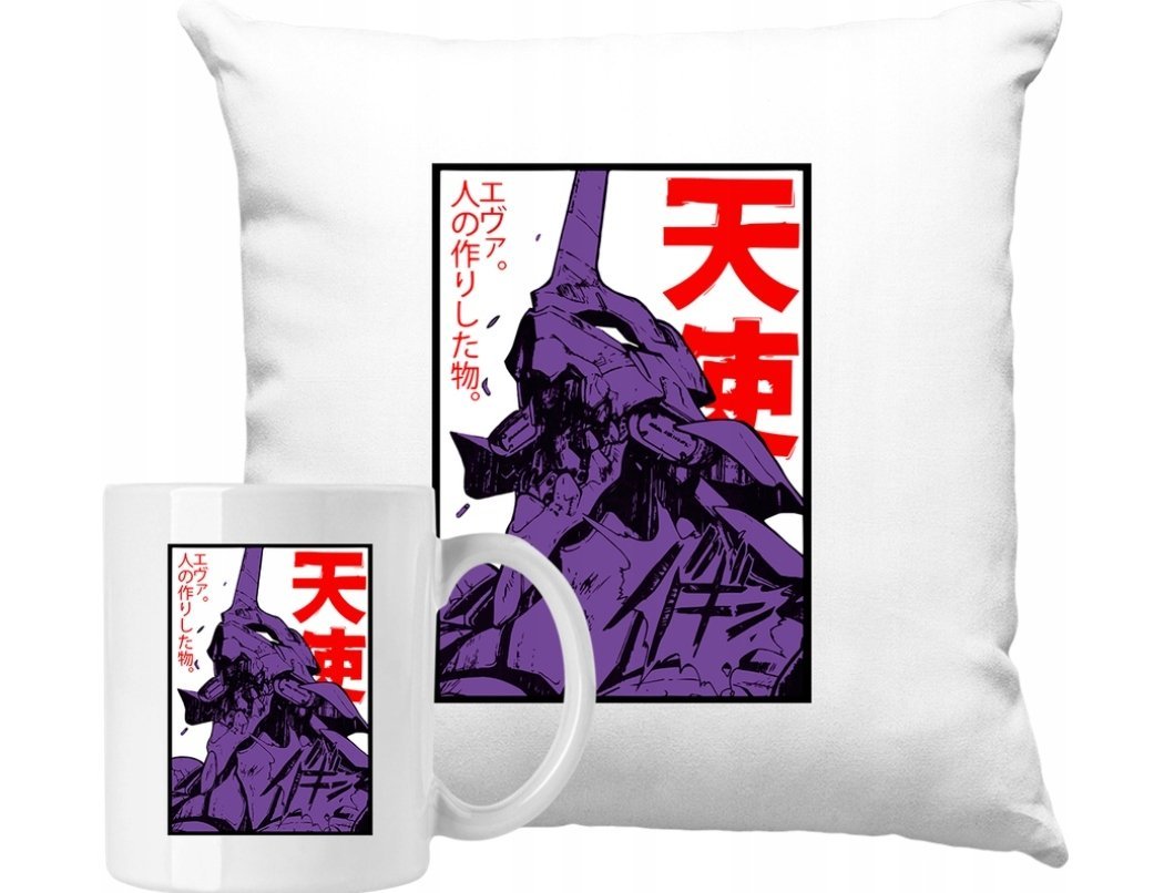 ZESTAW PODUSZKA + KUBEK Neon Genesis Evangelion Kolory Pomysł Na Prezent