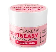 Żele do paznokci - Claresa Soft & Easy żel budujący Glimmer Pink 90g - miniaturka - grafika 1