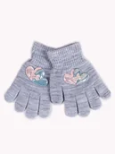 Rękawiczki dla dzieci - Rękawiczki Dziewczęce Z Sercami 3D Szare 14 Cm - miniaturka - grafika 1