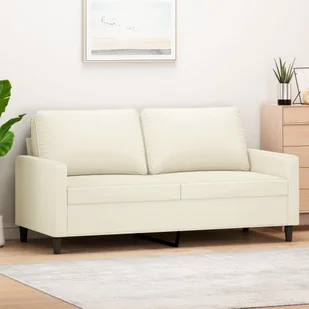 Sofa 2-osobowa, kremowy, 140 cm, tapicerowana aksamitem - Sofy i kanapy - miniaturka - grafika 1