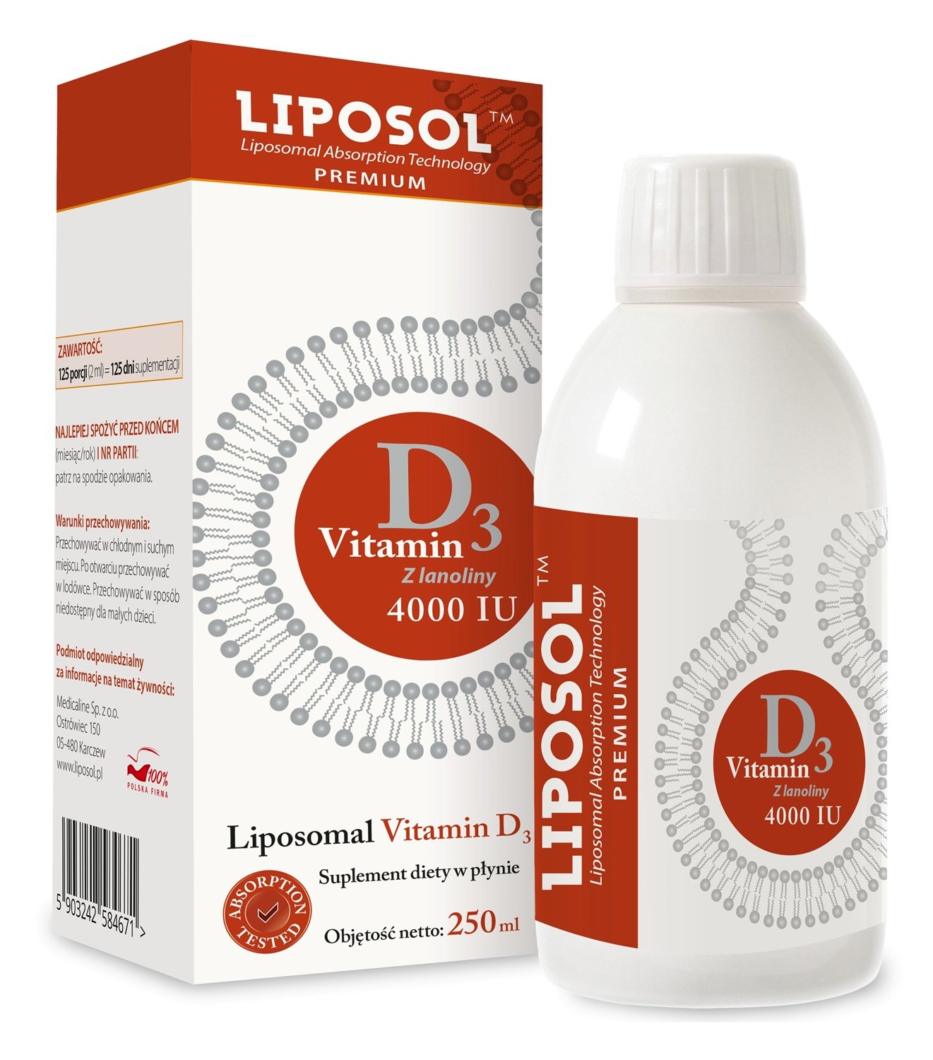 Liposol Liposomalna Witamina D3 40000 IU, płyn 250 ml