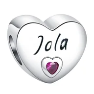 Wisiorki - Zawieszka Charms SREBRO 925 Koralik Imię Jola Jolanta Serce - miniaturka - grafika 1